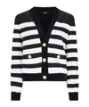 Balmain Striped Cotton Blend Jersey Cardigan In Black