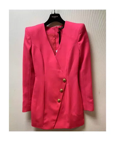 Balmain V-neck Suit Jacket Mini Dress In Red