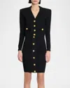 Balmain Black Fitted Cardigan With V Neckline And Jewel Buttons In Knit In Black