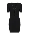 Balmain Black Laced Minidress In Black