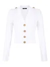 Balmain Long-sleeved Cable-knit Cardigan In White
