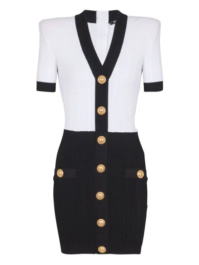 BALMAIN BALMAIN V-NECKED KNITTED MINI DRESS
