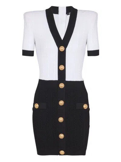 BALMAIN BALMAIN V-NECKED KNITTED MINI DRESS