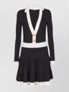 Balmain Colorblock Twisted Cable Long Sleeve Sweater Dress In Black
