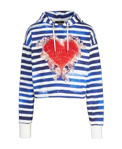 Balmain Valentine's Day Printed Short Sweatshirt In Blue