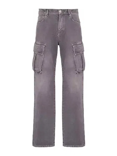 Balmain Cargo Straight Trousers Belt Loops In Purple