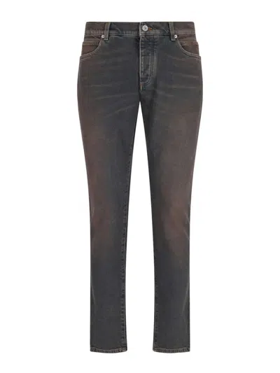 Balmain Straight Leg Trousers Belt Loops In Black