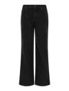 Balmain High Waist Quilted Wide Leg Denim Jeans In Blue
