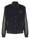 Balmain Varsity Tweed And Faux Leather Jacket