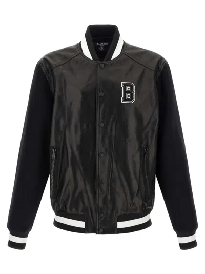 Balmain 'varsity' Bomber Jacket In Black