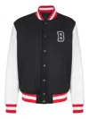 Balmain Wool And Eco-leather Varsity Jacket With Patch In Black
