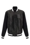Balmain Varsity Lambskin Leather And Wool Jacket In Multi