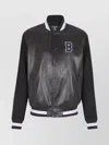 Balmain Varsity Bomber Jacket With Leather And Wool In Black
