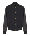 Balmain Varsity Jacket In Grain De Poudre Wool And Satin In Black