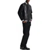 Balmain Varsity Lambskin Leather And Wool Jacket In Black