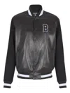 Balmain Varsity Bomber Jacket With Leather And Wool In Black