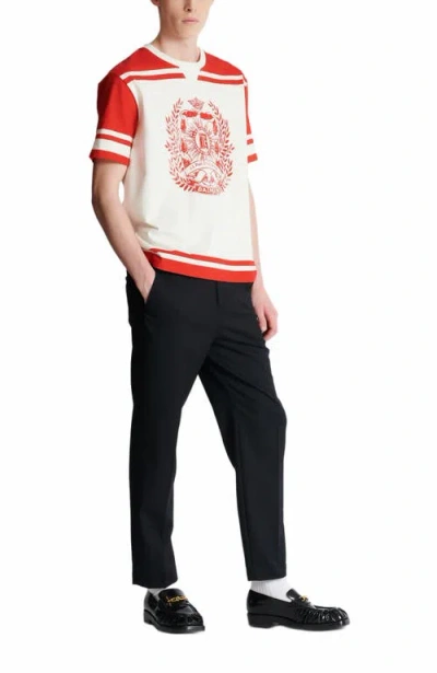 BALMAIN VARSITY T-SHIRT WITH BALMAIN ÉCUSSON PRINT