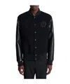 Balmain Varsity Tweed And Faux Leather Jacket In White