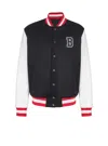 Balmain Wool And Eco-leather Varsity Jacket With Patch In Multi