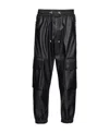 Balmain Vegan Leather Cargo Trousers In Black