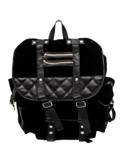 Pre-owned Balmain Velvet Backpack In Black