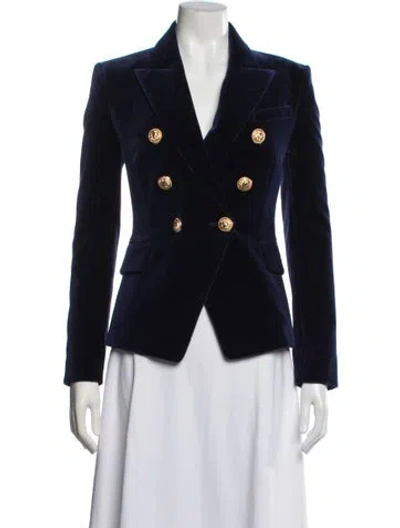 Pre-owned Balmain Velvet Blazer In Blue
