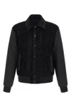 Balmain Velvet Bomber Jacket Puffer Jackets Black In Black