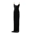 Balmain Velvet Button-strap Maxi Dress