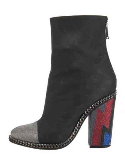 Pre-owned Balmain Velvet Colorblock Pattern Boots In Multi