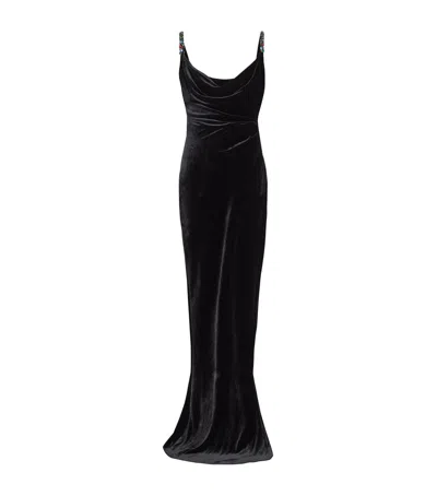 BALMAIN VELVET EMBELLISHED GOWN