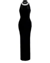 Balmain Crystal-embellished Open-back Velvet Gown In Black