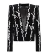 Balmain Velvet Embroidered Cropped Jacket In Black