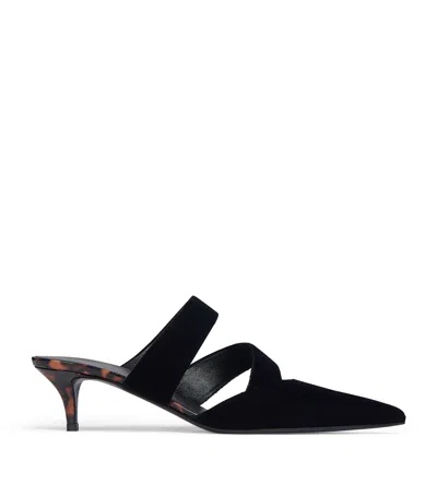 Balmain Velvet Heeled Mules 45 In Black