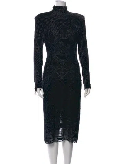 Pre-owned Balmain Velvet Knee-length Dress In Black