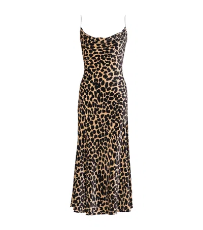 BALMAIN VELVET LEOPARD PRINT MIDI DRESS