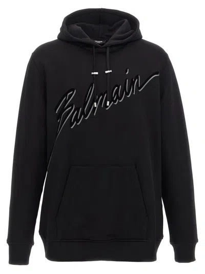 Balmain Oversized Ls Hoodie In Brown