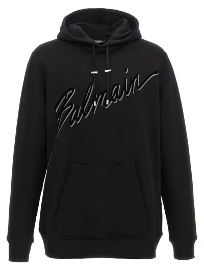 BALMAIN BALMAIN VELVET LOGO HOODIE