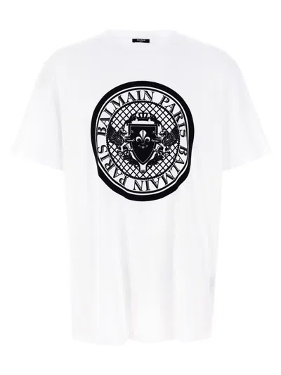 Balmain Velvet Logo T-shirt In Multicolor