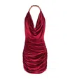 Balmain Chain Draped Velvet Minidress