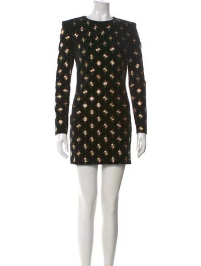Pre-owned Balmain Velvet Mini Dress In Black