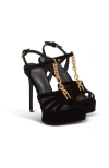 Balmain Velvet Platform Sync Sandals In Black