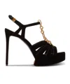 Balmain Velvet Platform Sync Sandals In Black