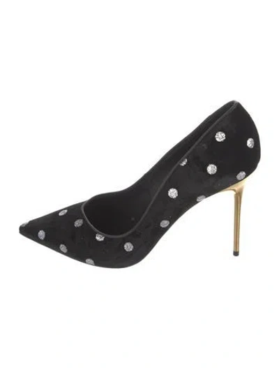 Pre-owned Balmain Velvet Polka Dot Print Pumps In Black