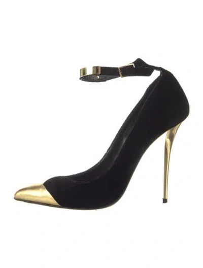 Pre-owned Balmain Velvet Pumps In Black
