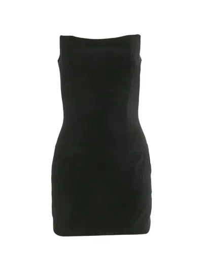 Pre-owned Balmain Velvet Strapless Mini Dress In Black