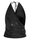 Balmain Draped Halterneck Top Sparkling Embellishments In Black