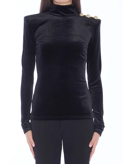 Balmain Velvet Top In Black