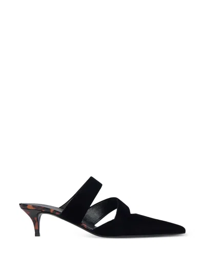 Balmain Velvet Tortoiseshell-effect Mules In Black