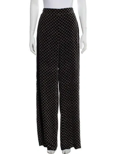 Pre-owned Balmain Velvet Wide Leg Pants In Black