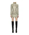 Balmain Vertical Collar Pattern Textured Dress In Gray